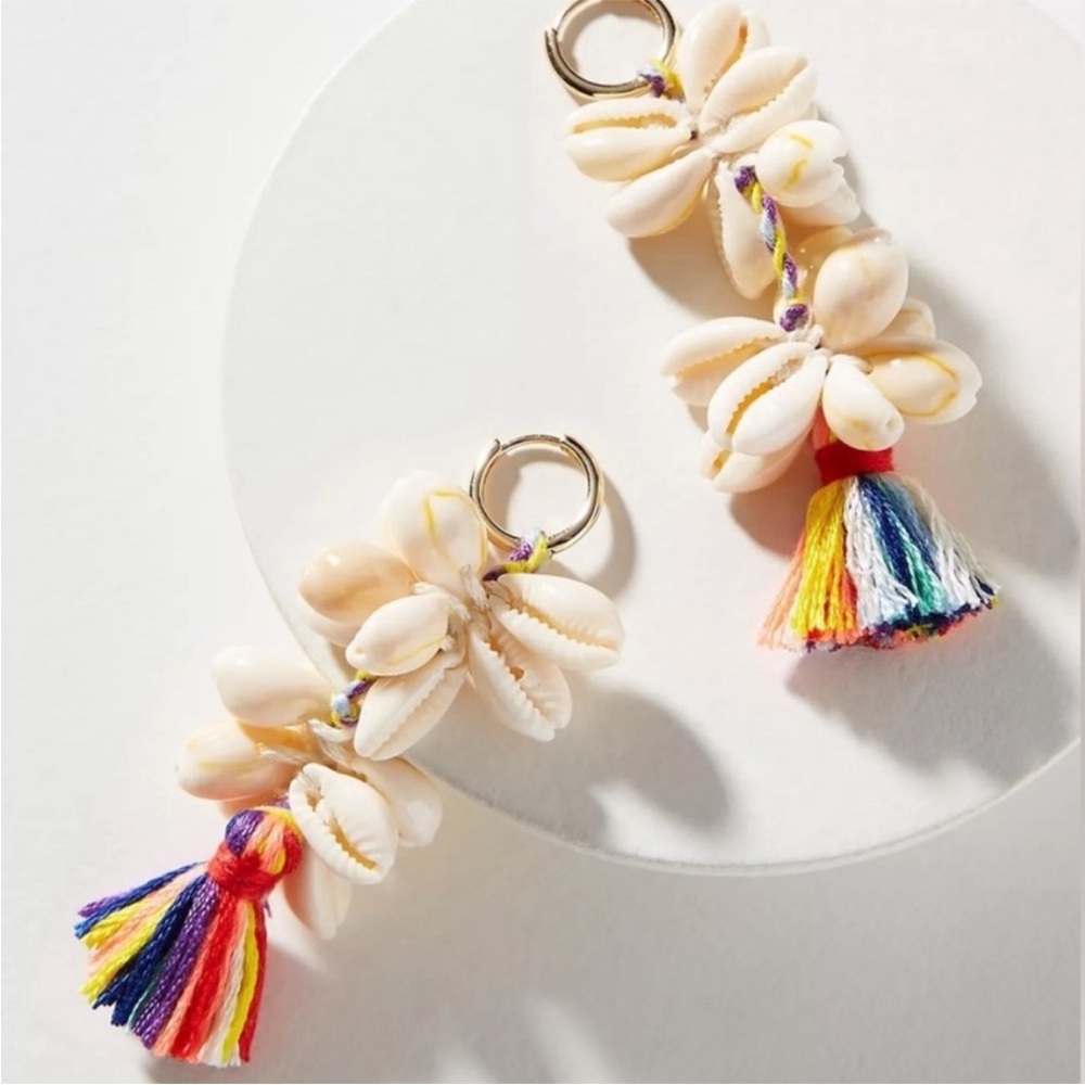New! Anthropologie Baublebar Nalani Shell Drop Tassel Earrings